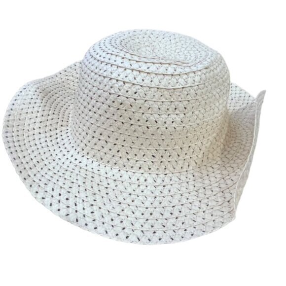 White Straw Sun Hat Cowgirl Hat Beach‎ Lightweight Travel Cruise Vacation Pool - Picture 1 of 8